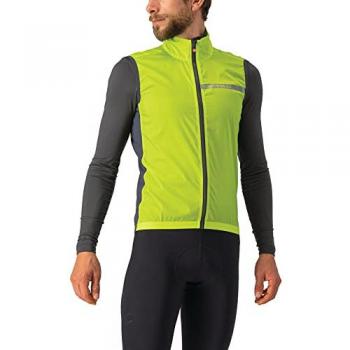 Chaleco cortavientos Castelli Squadra Stretch Verde Lima Eléctrico Gris XXL