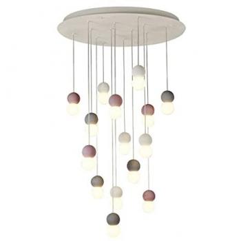 Lámpara Colgante Galaxia 15 Luces E27 con Base de Cemento Blanco/Gris/Rojo y Cable Blanco, Ø90cm