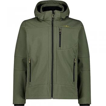 Chaqueta de hombre CMP Softshell impermeable con capucha desmontable, color verde grisáceo, talla 46