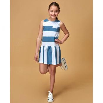Vestido rayas azul claro para niña