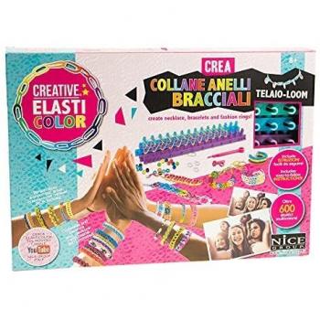 Elasticolor New – Kit básico para Hacer Collares, Anillos, Pulseras con Marco para elásticos – Nice Group 03001