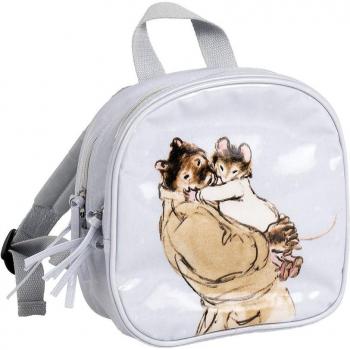 Petit Jour Paris Ernest and Celestine Small Baby Backpack - Coated Cotton, 2 Zipped Pockets, Padded Shoulder Straps, Easy Care
