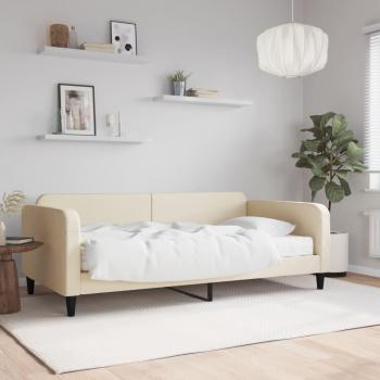 Sofá cama Día y Noche con colchón de tela crema 80x200 cm