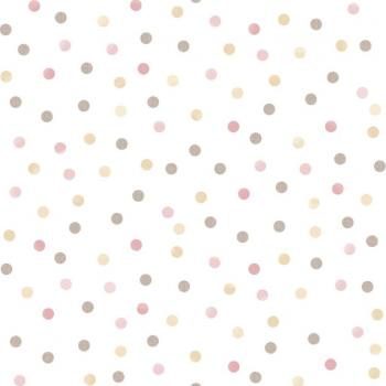 Noordwand - Papel pintado Mondo baby Confetti Dots blanco, rosa y marrón Rosa