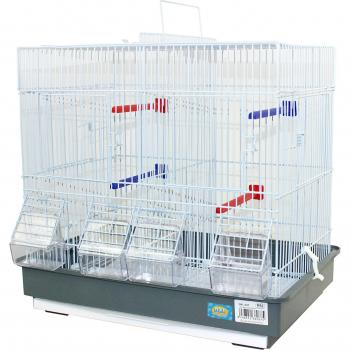Jaula para pájaros de criar metálica con comedero Gris 42.5*29.5*40CM