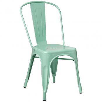 Silla industrial de acero brillante Kontoir color verde pastel
