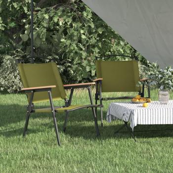 Pack of 2 Green Oxford Fabric Camping Chairs 54x55x78 cm