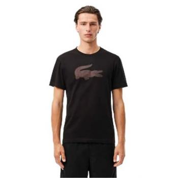 Camiseta Lacoste Big Croc Logo Hombre - Negro - Talla S