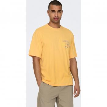 Camiseta de manga corta Only & Sons 'Mani Life' Naranja con detalle frontal