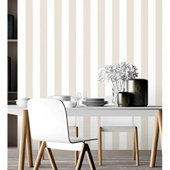 Muestra DIN A4 de Papel Pintado Rayas Beige y Blancas - Raya Lancaster 680221 de GAULAN