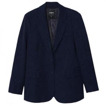 Desigual - Blazer de mujer bordada cierre botones, chaqueta tejida para mujer, color azul, talla M