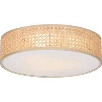 Lámpara de techo oriental ratán 40 cm 3 luces - Tromma, material: ratán y acero, forma: redonda, adecuado para LED, potencia máxima: 1 x 40 Watt