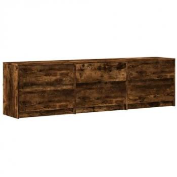 Mueble de TV LED madera ingeniería roble ahumado 180x34x50 cm