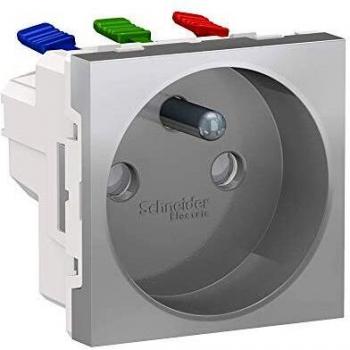 Base de Enchufe Schuko 2P+TT Conexión Rápida Aluminio Schneider Electric NU305930