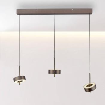 Lámpara Colgante LED Q-Rotate Marrón Oscuro 3 Luces, Smart Home, Dimmable, Altura Ajustable, Control Remoto