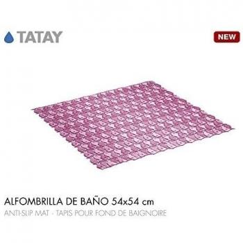 TATAY 5510105 - Alfombra de Ducha Antideslizante Fabricada en PVC, Color Berenjena, medida 54 x 54 cm.