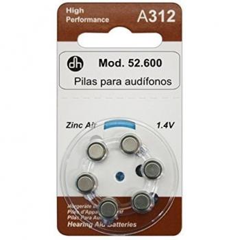 Conjunto de 6 Pilas de Botón para Audífonos, Zinc Aire 1.4V, Electro Dh 52.600, Código: 8430552137893
