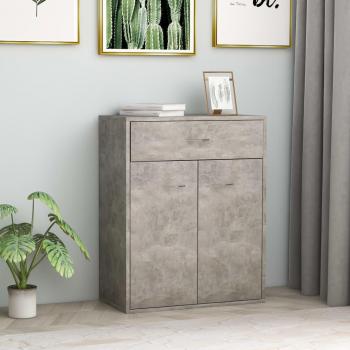Aparador de madera contrachapada 60x30x75 cm en color gris hormigón, mueble de almacenaje moderno para salón, buffet auxiliar y armario de almacenamiento