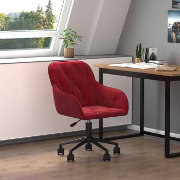 Silla de oficina giratoria de terciopelo rojo