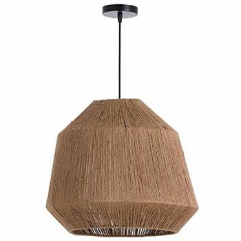 Lámpara Colgante Rústica Beige Boho de Metal y Algas Marinas para Interior - Modelo Mai 41x41x35cm