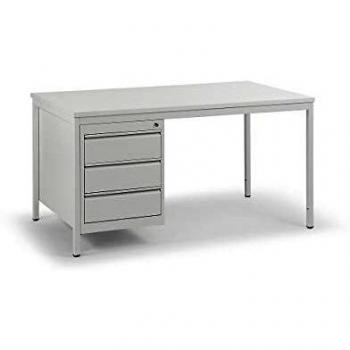 Escritorio Eurokraft Basic para Encargados Gris, 3 Cajones de 140 mm, Dimensiones 1400 x 800 mm
