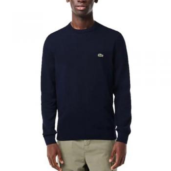 Lacoste Timeless Cotton Round-Neck Sweater for Men in Blue, Size 3XL