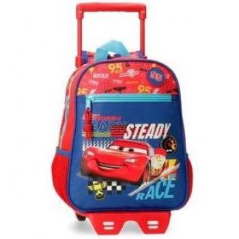 Mochila preescolar Cars Lets race con carro rojo