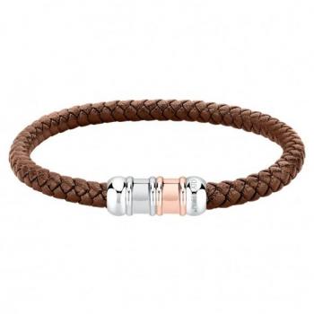 Pulsera Hombre Morellato Moody Acero y Cuero Bicolor Marrón SQH54