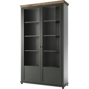 Vajillero Estratificado Verde y Madera 2 Puertas