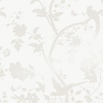 Laura Ashley Oriental Garden Removable Strippable Wallpaper - Pearlescent White Patterned Design, FSC Certified, 10 Meters Long