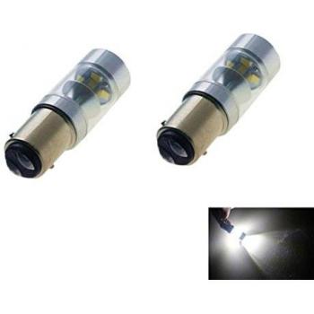 FuriAuto 2Pcs LED Bombilla Luz antiniebla de Proyector 20-SMD 60W Súper Luminoso Luz Blanca 6500K 7201m Apto a Enchufe 1157