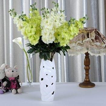 1x artificial Larkspur flor artificial para la decoración del hogar sin jarrón y cesta, 1Bunch de Flor, Blanco