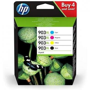 HP 903XL 3HZ51AE, Negro, Cian, Magenta y Amarillo, Cartuchos de Tinta de Alta Capacidad Originales, Pack de 4, compatible con impresoras de inyección de tinta HP OfficeJet 6950 y HP OfficeJet Pro 6960