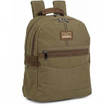 Lois - Mochila Casual de Hombre. cómoda y práctica para Uso Diario. Vintage. Lona y Cuero PU Polipiel. Original de Marca. Cabe portátil pequeño. 303336, Color Verde Oscuro