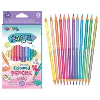 Lapices de madera de punta doble de colores pasteles Colorino Pack 12 uds