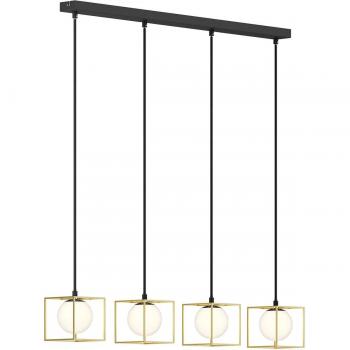 Lámpara colgante Aloam de Lindby, moderna, en blanco, con jaula y cristal, 4 luces G9 para salón y comedor