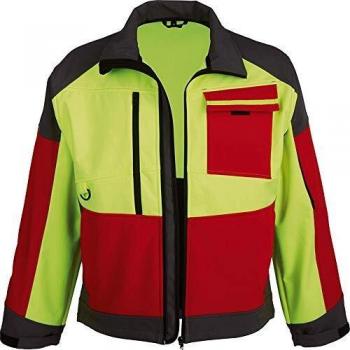 Chaqueta Softshell Forest Jack Roja Talla S con detalles en Antracita y Amarillo