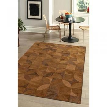 Alfombra moderna de tejido plano castaño y naranja 170x240 cm