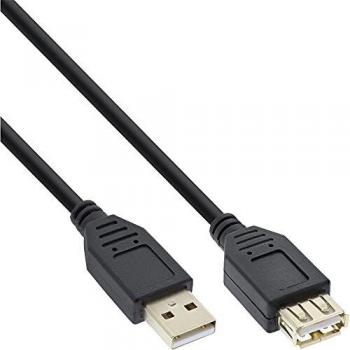Cable USB 2.0 A Negro de 1,5 m con Conectores Dorados