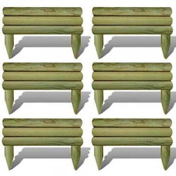vidaXL 6X Vallas para Borde de Jardín Bordura de Madera de Pino Impregnada 60 cm