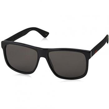 Gucci GG0010S 001 Black Rubber Grey Sunglasses