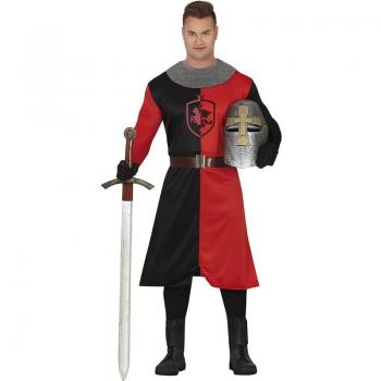 Disfraz de Caballero Medieval rojo y negro para hombre