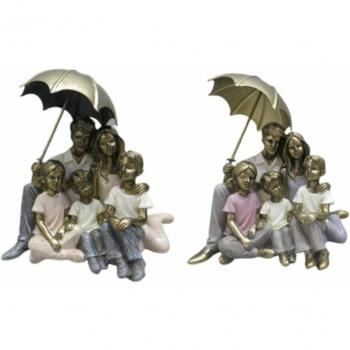 Figura Decorativa DKD Home Decor 15,5 x 12 x 12,5 cm y 15,5 x 12 x 16 cm Multicolor Familia (2 Unidades)