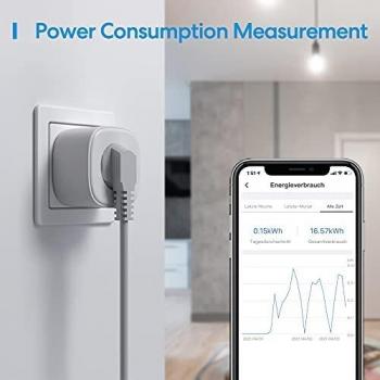Enchufe Inteligente, Wi-Fi Smart Plug, 16A 3680W, Mide el Consumo, con Control Remoto. Compatible con Alexa, Google Assistant y SmartThings. Modelo MSS310, Paquete de 2. Gris