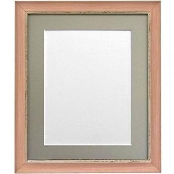 Frames By Post  Nordic - Marco para foto, color rosa con acabado envejecido, con paspartú gris claro, 12 x 10 pulgadas, para lámina tamaño 9 x 7 pulgadas