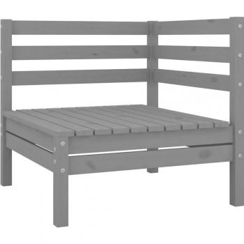 vidaXL Garden Corner Sofa Grey Solid Wood Pine