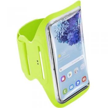 Brazalete deportivo para móvil CellularLine ARMBANDFIT55L, universal, microfibra suave, doble talla S/M y L/XL, color lima