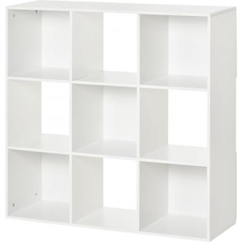 Estantería Librería 3 Niveles Armario de Almacenamiento 9 Cubos Madera