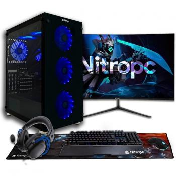 NitroPC Pack Nitro Gaming Completo: Intel i9-12900KF, 32GB RAM, 2TB SSD, RTX 4060 Ti, Monitor Curvo de 27 QHD a 165Hz