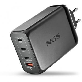 Cargador de Pared NGS Bud 240W Ultra Rápido con 4 Puertos (3 USB-C PD3.1 & PPS, 1 USB-A QC 3.0) Compacto y Portátil para Smartphones,